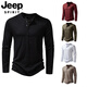 JEEP SPIRIT European and American commuter long-sleeved door tube collar T-shirt men's plus size plus size thin Henry collar T-shirt pullover bottoming shirt white S 110-140Jin Jin equals 0.5 kg