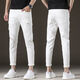 
TTPMER ripped nine-point pants men short white jeans men trendy elastic slim feet 9 points 2025 black and gray 1048 nine-point pants QN [high elasticity 27 size = waist 2 feet