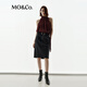 MO/Co.[NOIR Series] Skirt 2025 autumn new product hot diamond elastic cotton straight MBE3SKT015 denim black M