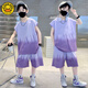 G.DUCK男童背心夏装套装2025新款网红儿童夏季无袖运动服薄款中大童夏款 TZK687-绿色套装 140 建议身高130-140厘米