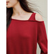 Inman Red Asymmetrical Off-Shoulder-Pullover 2025 Herbst Frauen neuer Design Lose Longe-Sleeved Sweater Burgund S