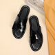 Walker Shop Slippers Men's 2025 Summer New Genuine Leather Outdoor No-Slip Flops informales y de moda para hombres al aire libre Negro 40 (tamaño de zapato de cuero)