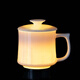 Wenbai ceramic tea cup, personal tea cup, office meeting tea cup with lid, high-end men's Dehua white porcelain
