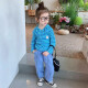 Girls 'Set Herbst Kleidung Neu 2025 Koreanischer Stil Kapuze horizontal langärmelig Sweatshirt Casual Anzug TNZ-9928 [Blau] 100