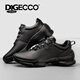 Aibotron DQG ECCO men's shoes spring and autumn breathable casual sports shoes 15th anniversary thick-soled cushioning lightweight soft-soled business leather shoes 1977 black 40