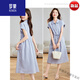 Romon High-High-Gals New Summer High-End House Collar Collar Drawstring Temperamento de abrazadera de cintura corta Falda A-Line Skirt High-End High-End Brand + Blue + Top Ten Women's Clands M [90-105]