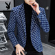 Playboy (PLAYBOY) Plaid Blazer Men's 2025 Spring and Autumn New Fashion Slim Small Suit Trendy Brand Handsome Single Jacket Black L (110-125Jin Jin equals 0.5kg)