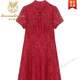 Deer King Lianxue National Style Improved Cheongsam Dress for Women Summer 2025 New High-end Mom Xi Mother-in-law Wedding Banquet Wedding Dress Burgundy - Wedding Elder Clothes Xi Mom Ping L Recommended 106-115 Jin Jin is equal to 0.5 kg