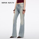 
MISS SIXTY2025 Autumn New Jeans Women's Embroidered Mid-waist Retro Washing Micro-Flared Trousers Gray Blue Short Version 23