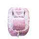 
Crib middle bed portable detachable washable quilt baby bed newborn bionic bed baby nest baby elephant-pink (with quilt lace style) 90*55*15cm