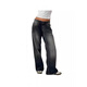 
SAKENMAO American retro low waist non-elastic washing straight jeans for women in autumn street wide-leg denim women's pants 12176 wash blue S