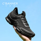 Qianbaidu first layer cowhide new men's shoes casual shoes men's outdoor walking business casual shoes black mesh 42