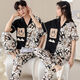 Yimi Mei zwei Anzug Paar Pyjamas Frühlings- und Sommer-Kurzärärmel-Strickjacke Square Collar Herren Hausbekleidungsanzug SKS 693 M Frauen m