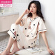 Modal Summer Pyjamas für Frauen reines Baumwollkurzarmanzug halbe Ärmeln mit halben Ärmeln geschnittene Hosen zweiteiliger koreanischer Stil frisch und niedlich mit mittlerer Wäsche Kleidung weiße 679 geschnittene Hosen m Frauen-