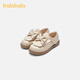 Balabala girls princess shoes baby small leather shoes literary retro autumn 2024 new shoes fashionable bows off-white 10301 21
