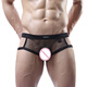 Men's underwear, sexy low-waisted thong, men's double thong underwear, no need to take off the back, mesh breathable sports hip lifting male 0 black (excluding cover) XL