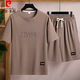 Pier Cardin men's complete set of summer short-sleeved T-shirts for men's teenagers' thin sports and casual loose trend suit (set) 829 brown L (recommended 120-140Jin [Jin equals 0.5 kg])