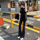 Digada Black Cleanfit Jeans Spring and Automne Summer Summer New Thin Style Micro-Flare Vibe American High Street Scimitar Pants DFFS-701 Black L