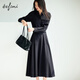 
Eifli (eifini) Eifli anti-wrinkle TR color spinning slim and stretch out the wave skirt hem waist beef tendon comfortable women's skirt 2025 autumn new style Navy M