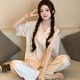 Cailei Kelai Pajamas de seda de hielo transfronterizo para mujeres Lindo estilo Summer NUEVO AL TITO DE NUEVO ALTO PITOS DE MANECHA CONTRA CONTRO CARA CASA SET YFY9905# M [sugerido 80-100Jin [Jin equivale a 0.5 kg]]