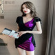 Jie Yintong Deep V Sexy Women's Nightclub Dress Slim и Slim Hip короткая юбка ночная сцена.