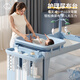 Trimigo baby cot movable splicing bed multi-function folding bed diaper changing table newborn baby cradle shaking bed blue coax sleeping tool crib with diaper table mosquito net baby supplies full moon gift event coconut palm mattress