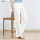 Baitu Betu Frauenkleidung 2025 SOMMER SOMMER STYLE JEANS VERPRÜFUNG COLOR LINE Stickerei Design Bodenweitbeinhose für Frauen 2507T47 Weiß XS