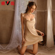 Yalu High-End sexy Pyjamas für Frauen Pure Desire Ice Seiden Frühling und Herbst Hosentender Nachthemd Sommernachtarm Nighthemd neue Sommerstil 6629 Single Rock Champagner Farbe xl