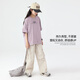 
Ikano I.KARNOW Girls Summer Set Children's 2025 New Fashionable Sport Short Sleeve Girls Large Children's Summer Girls Work Pants 15265 Apricot + 9928 Purple 120 cm