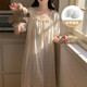 Charge de nuit à manches courtes avec poitrine nuage de coton de couleur solide pyjamas pour femmes en été sweet princess style et peut être porté à l'extérieur des vêtements de maison y671 # abricot m