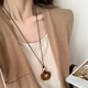 
Lu Shan long necklace women's sweater chain black rope new Chinese retro pendant necklace long skirt Sentiment ancient style decoration brown pendant [suspended box]