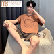 Modalga Großgröße Pyjamas Herren Sommer 2025 NEU NEUE Casual Shortsleeved Shorts Einfache Herren-Home-Kleidung Set 2638#Paris + 6625#Dinosaurier 3xl Männer [180-200jin [Jin gleich 0,5 kg]]]