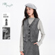 Fragment suit women's spring new v-neck casual vest slimming body-covering a-line skirt commuting complete set gray XL