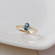 Yuan Si Pleasure Philosophy. 18K gold vintage lace hollow and versatile London blue topaz ring in stock, size 11