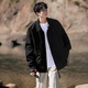IZEXX lapel coat men's autumn Barn style trendy casual tops loose youth jacket HZ10 amber black L