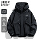 JEEP SPIRIT Jeep Jacket Men's Jacket Autumn and Winter American Workwear Hooded Jacket Men's Black XL