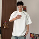 Qijungou (Qijungou) weißes schweres hartes Hemd für Jungen in Sommeroutfits Trendy Marke Kurzärmel dekonstruierte Spleißdesign Sinn für sieben Viertelhüllen 1421. Black M.
