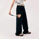 Chuu Hollow Wide-Beine-Freizeithose für Frauen 2025 Sommer Neues Produkt gefälschte zweiteilige Spleißhänge-Hänge-Taschen-Langhose Black 26