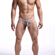 Men's Thong Gay Men's Underwear Gay Sexy Boys Underwear See-through Pouch Low-Waist Fine Mesh Sardine White L