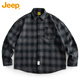 
Jeep (JEEP) long-sleeved shirt men's spring and autumn retro plaid work shirt men's casual jacket men's clothing Navy blue XL
