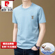 Pierre Cardin Camiseta de manga corta de algodón puro de algodón de alta gama en verano Nuevo color sólido suelto de color sólido redondeo de camiseta media manga de manteos