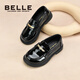 Zapatos Belle para niños, zapatos de cuero negro para niñas, mocasines de estilo nuevo británico de otoño 2025, zapatos de moda para niños, negro 36