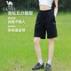 骆驼女装短裤夏季新款重磅棉感运动中裤宽松透气休闲五分裤子
