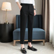 Jesons summer pants men's casual pants straight drooping pinnacle suit pants slim foot business casual pants trousers K723 black (crop pants) 32