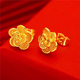 KZD gold earrings, temperament flower earrings, personalized earrings as a gift for mom, lucky golden flower earrings 1.05g