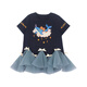 UTOUTOutouto Big Ear Elephant Girls Printed T-shirt Spliced Mesh Skirt 2025 Summer New Children's T-Skirt Deep Tibetan Blue Pre-sale Second Batch Around Mid-early May cm6 150