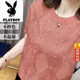 Playboy (Playboy) Offizieller Mode hohl kurzärmelige Pullover Sommer-Design Lose und schlankes Temperament Vielseitige runde Hals-Basis-Hemd Aprikosen-Top M 85100jin [Jin gleich 0,5 kg]