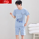 Langsha Pyjamas kurzärmelige Shorts für den Sommer New Cotton Student Cartoon Teenager Herren große Größe kann außerhalb von Heimbekleidung abgenutzt werden.