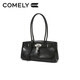 Kang Li 2025 Spring New Fashionable and Versatile One-Shoulder Armpit Boston Bag Bag Super Hot Hand-Own Leather Women's Bag Black
