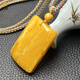 Fuwanzhe white flower beeswax square sign pendant, natural Russian amber safe and sound sign pendant 17.3g